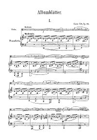Ситт - Листки из альбома для альта с фортепиано - Клавир - первая страница