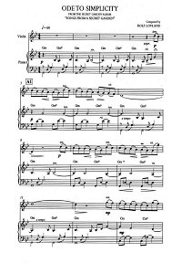 Song From A Secret Garden - Ode to Simplicity для скрипки с фортепиано - Клавир - первая страница