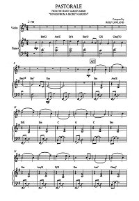 Song From A Secret Garden - Pastorale для скрипки с фортепиано - Клавир - первая страница