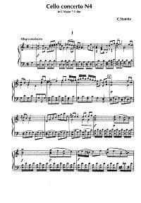 Стамиц - Концерт для виолончели до мажор N4 - Клавир - первая страница