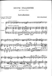 Стравинский - Итальянская сюита для скрипки с фортепиано - Клавир - первая страница