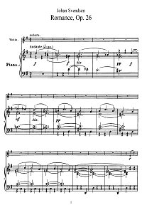 Свендсен - Романс для скрипки op.26 - Клавир - первая страница
