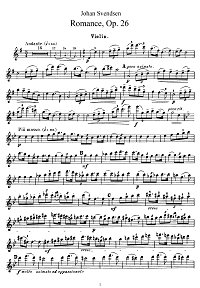 Свендсен - Романс для скрипки op.26 - Партия - первая страница