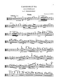 Чайковский - Канцонетта для альта (из скрипичного концерта op.35) - Партия - первая страница