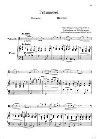 Чайковский – Сладкие грезы Op. 39 No. 21 для виолончели и фортепиано - Клавир - первая страница