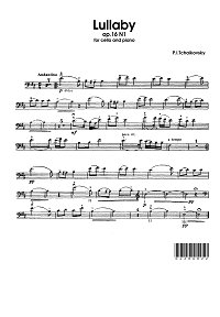 Чайковский – Колыбельная Op. 16 N1 для виолончели и фортепиано - Партия - первая страница