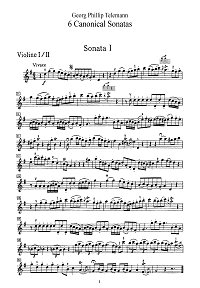 Телеманн - 6 сонат для скрипки - Партия - первая страница