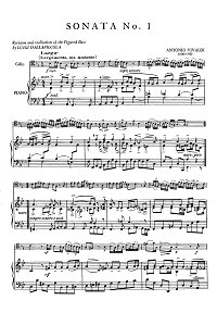 Вивальди – Соната N1 для виолончели си бемоль мажор - Клавир - первая страница