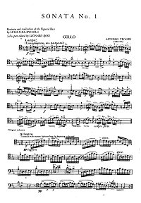 Вивальди – Соната N1 для виолончели си бемоль мажор - Партия - первая страница