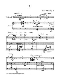 Веберн - Три пьесы для виолончели op.11 - Клавир - первая страница