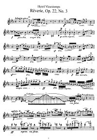Вьетан - Reverie для скрипки op.22 N3 - Партия - первая страница