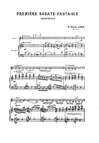Вилла-Лобос - Соната-фантазия для скрипки N1 op.35 (Desesperance) - Клавир - первая страница