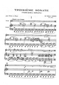 Вилла Лобос - Соната N3 для скрипки с фортепиано - Клавир - первая страница