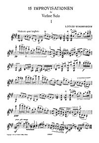 Виндшпергер - 15 импровизаций для скрипки соло - Партия - первая страница