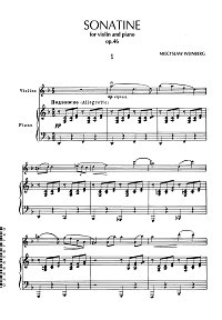 Вайнберг Мечислав - Сонатина для скрипки op.46 (1949) - Клавир - первая страница