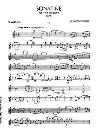 Вайнберг Мечислав - Сонатина для скрипки op.46 (1949) - Партия скрипки - первая страница