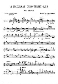 Венявский - 2 мазурки для скрипки op.19 - Партия - первая страница