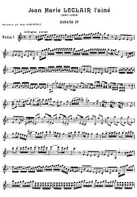Леклер - Соната для двух скрипок op.3 - Партия - первая страница
