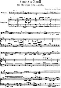 Бах - Соната для клавира и виола да гамба Соль минор - Клавир - первая страница
